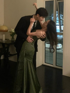 Sexy Mermaid Green Prom Dress Satin Prom Dresses