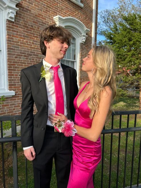 Sexy Mermaid Long Hot Pink Prom Dresses Birthday Outfits