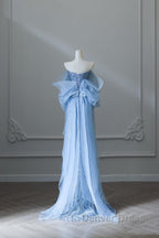 Sexy Mermaid Off The Shoulder Blue Sequin Long Prom Dresses Evening Gowns