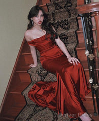Sexy Mermaid Off The Shoulder Long Burgundy Prom Dresses