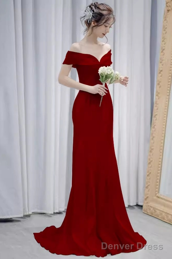 Sexy Mermaid Off The Shoulder Long Red Prom Dress Secondary image