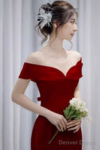 Sexy Mermaid Off The Shoulder Long Red Prom Dress