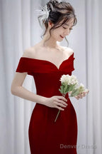 Sexy Mermaid Off The Shoulder Long Red Prom Dress