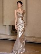 Sexy Mermaid Sequin Backless Floor Length Prom Dress