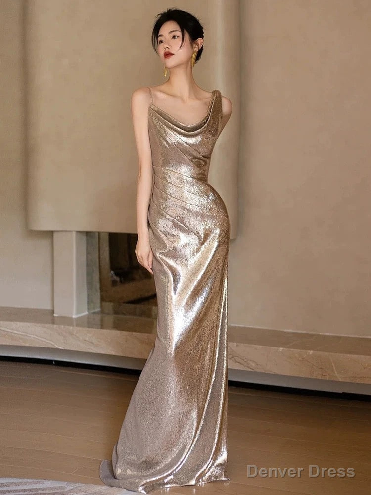Sexy Mermaid Sequin Backless Floor Length Prom Dress