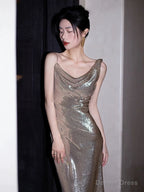 Sexy Mermaid Sequin Backless Floor Length Prom Dress