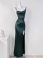 Sexy Mermaid Sleeveless Green Satin Long Prom Dresses