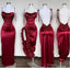 Sexy Mermaid Sleeveless Floor Length Backless Prom Dress Red Prom Dresses