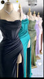 Sexy Mermaid Spaghetti Straps Black Long Evening Dress Backless Prom Dresses