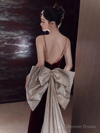 Sexy Mermaid Spaghetti Straps Burgundy Velvet Long Evening Dress Prom Dresses