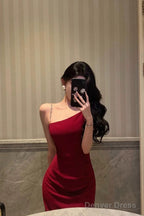 Sexy Mermaid Spaghetti Straps Red Prom Dresses Birthday Outfits Prom Gowns
