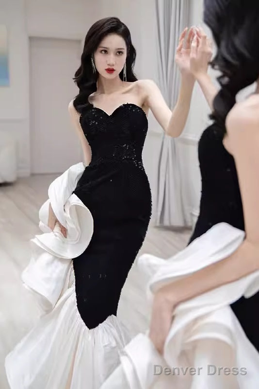 Sexy Mermaid Strapless Long Black Sequin Prom Dress Secondary image