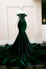 Sexy Mermaid Strapless Long Dark Green Prom Dress Evening Dresses