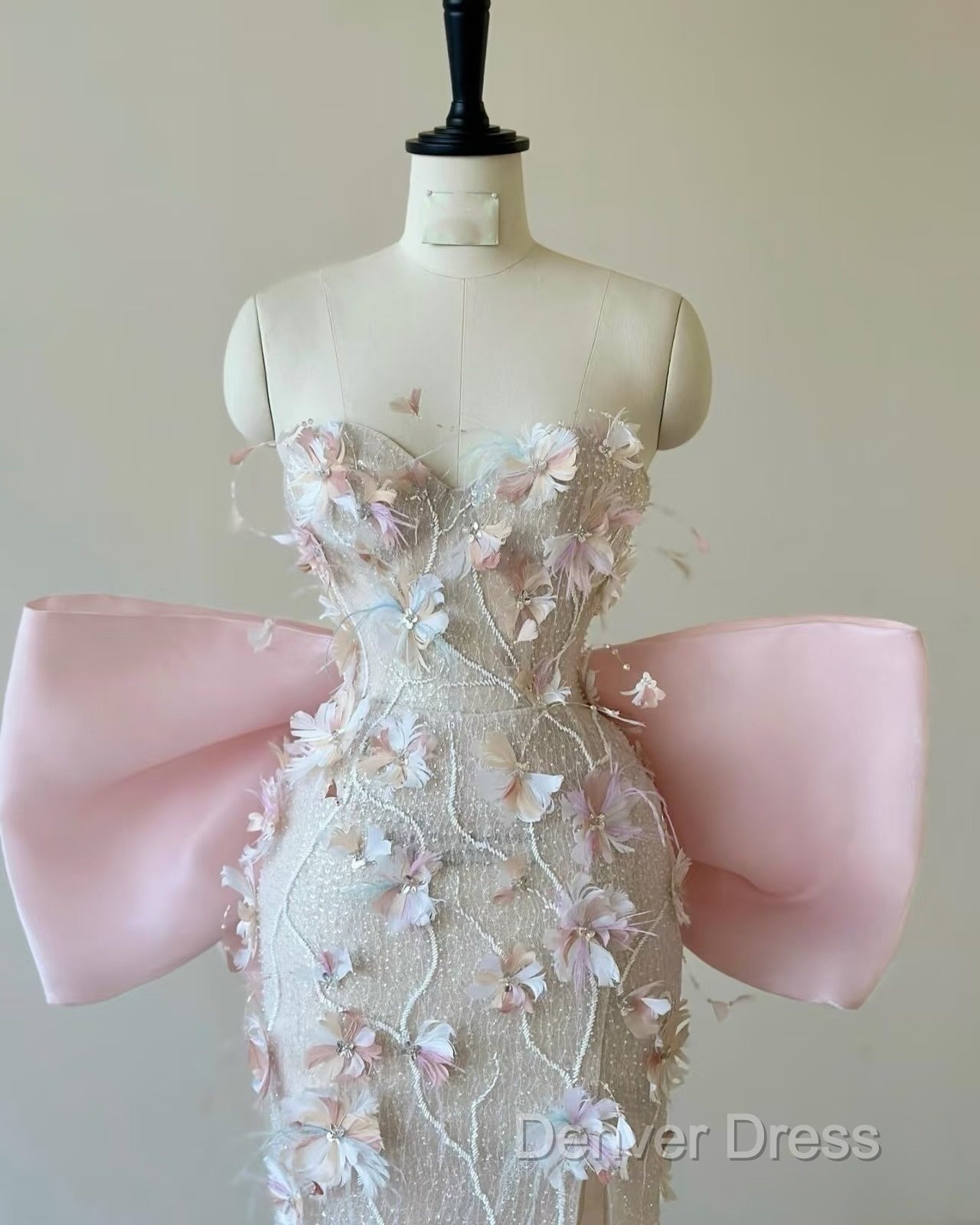 Sexy Mermaid Strapless Pink Sequin Long Floral Prom Dresses Party Dresses