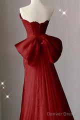 Sexy Mermaid Strapless Red Lace Long Prom Dress