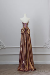 Sexy Mermaid Strapless Sequin Brown Long Prom Dresses