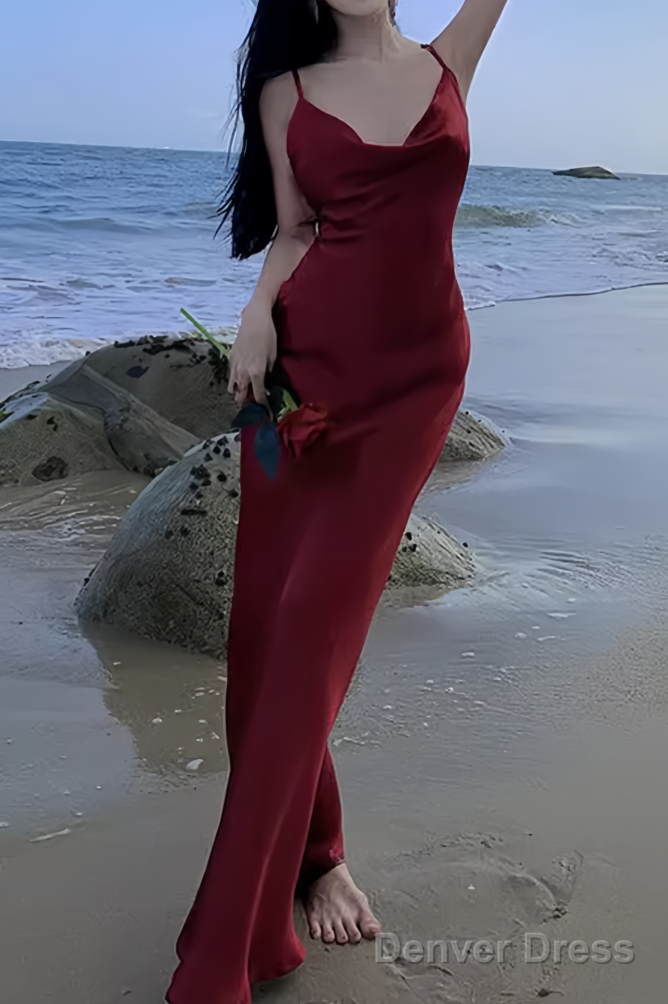 Sexy Mermaid Straps Backless Burgundy Prom Dresses 21th Birthday Outfits Secondary image