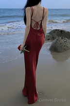 Sexy Mermaid Straps Backless Burgundy Prom Dresses 21th Birthday Outfits