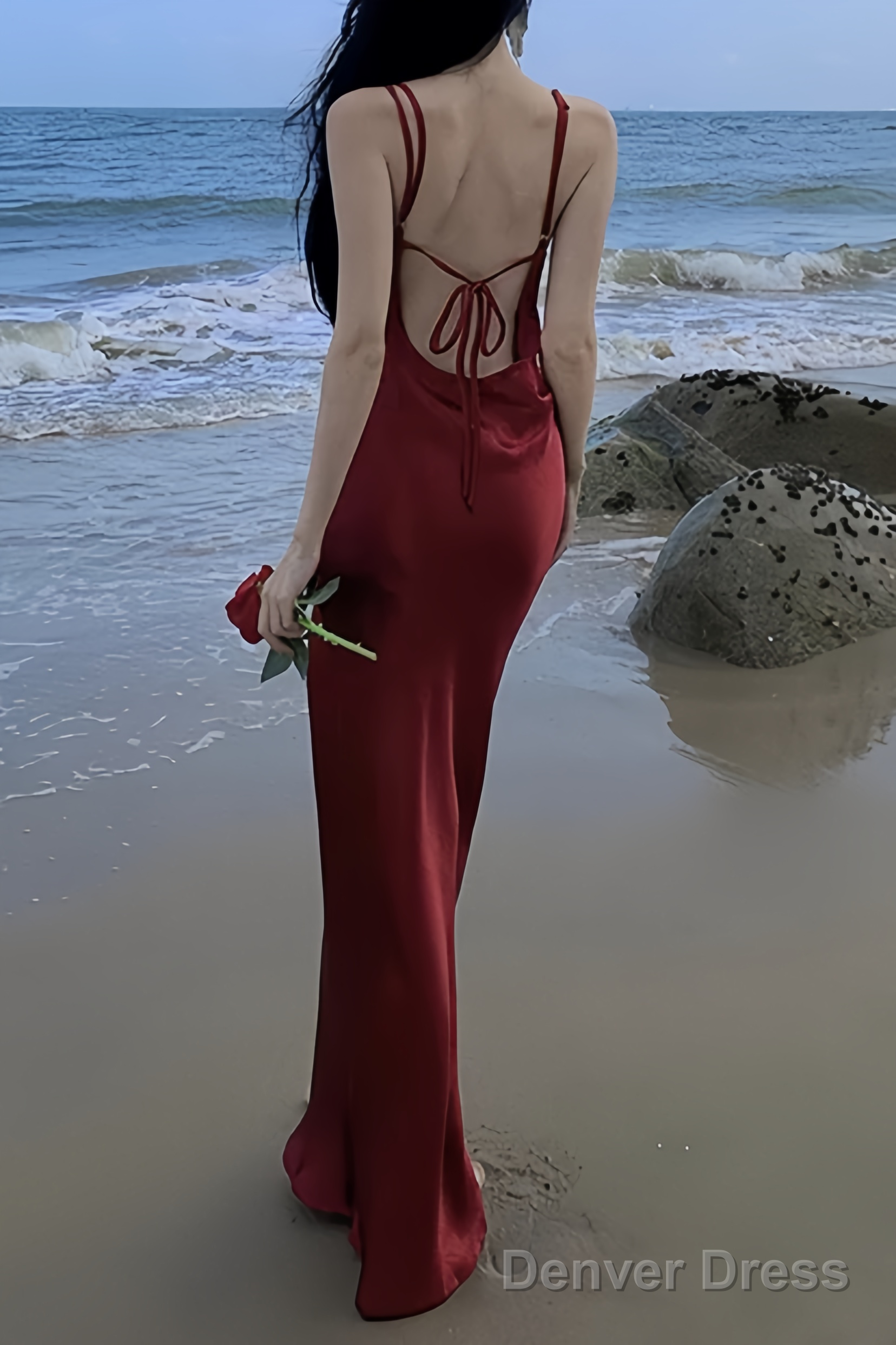 Sexy Mermaid Straps Backless Burgundy Prom Dresses 21th Birthday Outfits