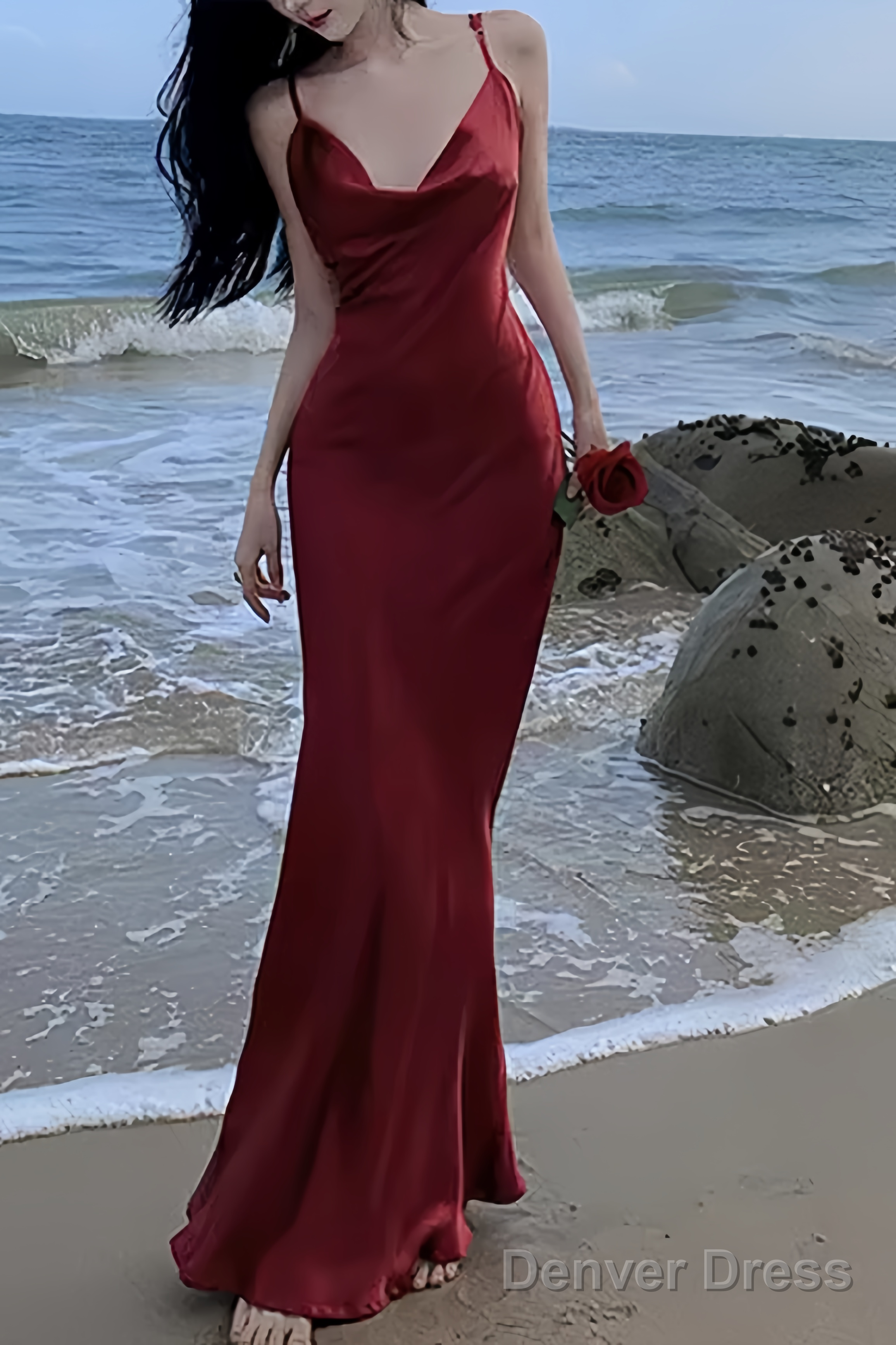 Sexy Mermaid Straps Backless Burgundy Prom Dresses 21th Birthday Outfits Main image