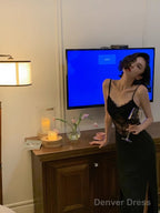 Sexy Mermaid Straps Black Lace Prom Dress 21Th Birthday Outfits