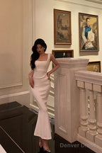 Sexy Mermaid Straps White Sleeveless Date Night Dress Prom Dresses Birthday Outfits