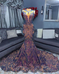 Sexy Mermaid Style Sequin African Women Black Girls Gala Celebrity Prom Party Night Gowns