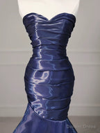 Sexy Mermaid Sweetheart Navy Blue Floor Length Prom Dress