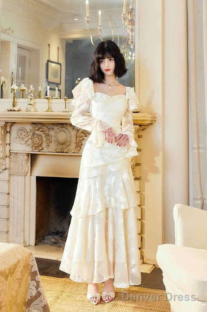 Sexy Mermaid Sweetheart Neckline White Lace Ruffles Long Evening Dress Prom Dresses