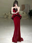 Sexy Mermaid Sweetheart Red Floor Length Prom Dress