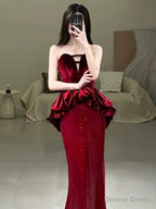 Sexy Mermaid Sweetheart Red Floor Length Prom Dress