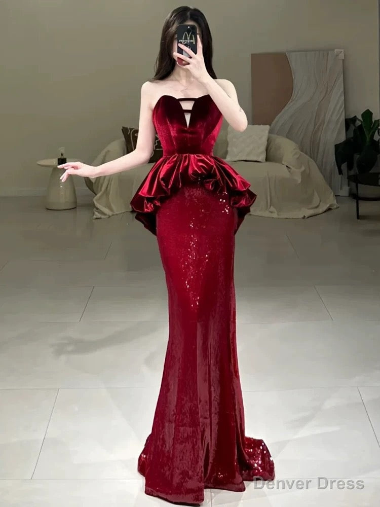 Sexy Mermaid Sweetheart Red Floor Length Prom Dress Main image