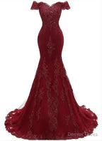 Sexy Mermaid Tulle with Lace Sweethart Prom Dress, Long Prom Dresses