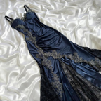 Sexy Navy Blue Mermaid Lace Prom Dress
