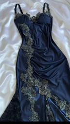 Sexy Navy Blue Mermaid Lace Prom Dress