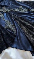 Sexy Navy Blue Mermaid Lace Prom Dress