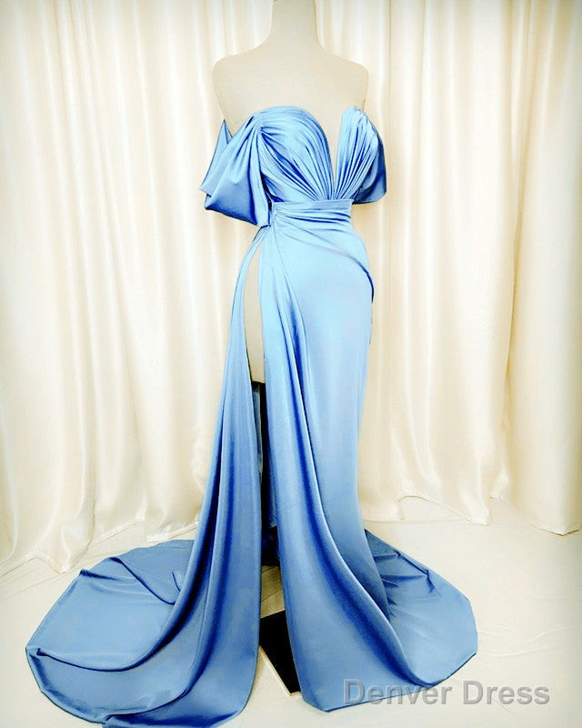 Sexy Off The Shoulder High Slit Satin Dresses Secondary image