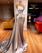 Sexy One Shoulder Mermaid Prom Dress With Sweep Train