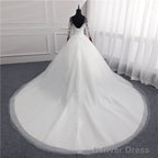 Sexy Open Back Lace Ball Gowns Wedding Dresses Appliques Sleeves