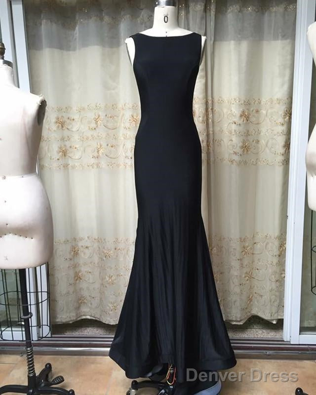 Sexy Open Back Long Jersey Mermaid Evening Dresses Court Train Prom Gowns