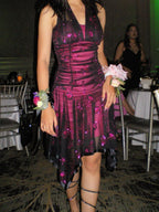 Sexy Pink Black Tulle Sequined Halter Neck Irregular 19Th Birthday Homecoming Dresses