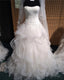 Sexy Pleated Strapless Bodice Corset Organza Ruffles Ball Gown Wedding Dresses