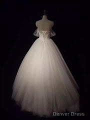 Sexy Pleated Sweetheart Tulle Ball Gowns Wedding Dresses Off-The-Shoulder