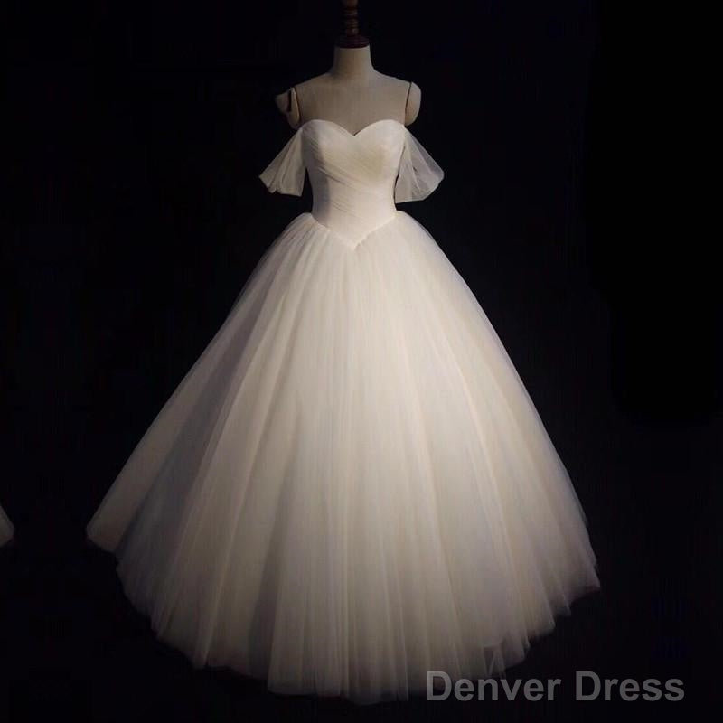 Sexy Pleated Sweetheart Tulle Ball Gown Wedding Dresses Off The Shoulder