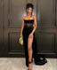 Sexy Prom Dresses Strapless Slit Black Prom Dresses Birthday Outfits