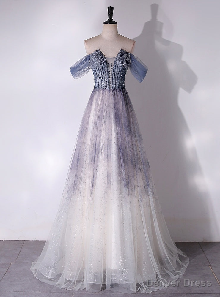 Sexy Purple Tulle Sequins Beading Prom Dress Main image