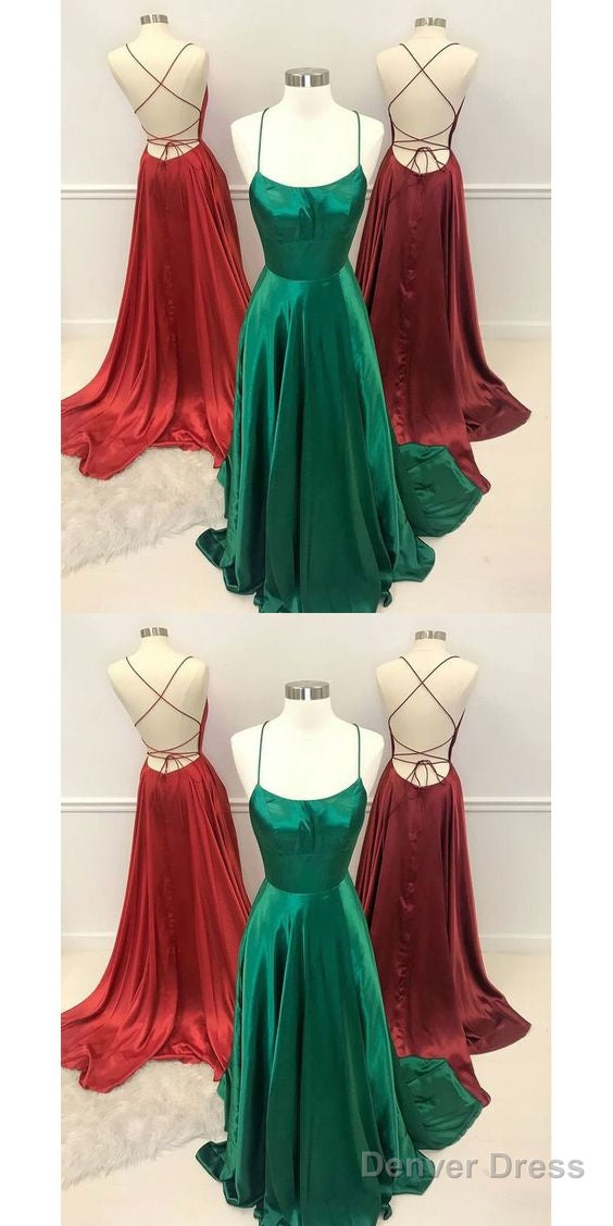 Sexy Red/Green/Burgundy Long Criss Cross Prom Dresses