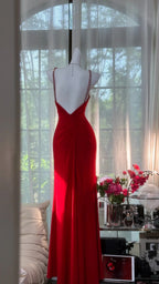 Sexy Red Halter Neck Beaded Backless Chiffon Prom Dresses