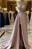 Sexy Robe De Soiree A-Line One-Shoulder Floor Length Beaded Slit Long Prom Dresses Prom Gown Evening Dresses