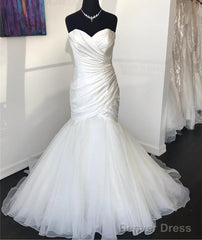 Sexy Ruched Sweetheart Organza Layered Mermaid Wedding Dresses